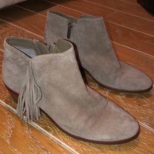Sam Edelman Taupe Suede Fringe Booties